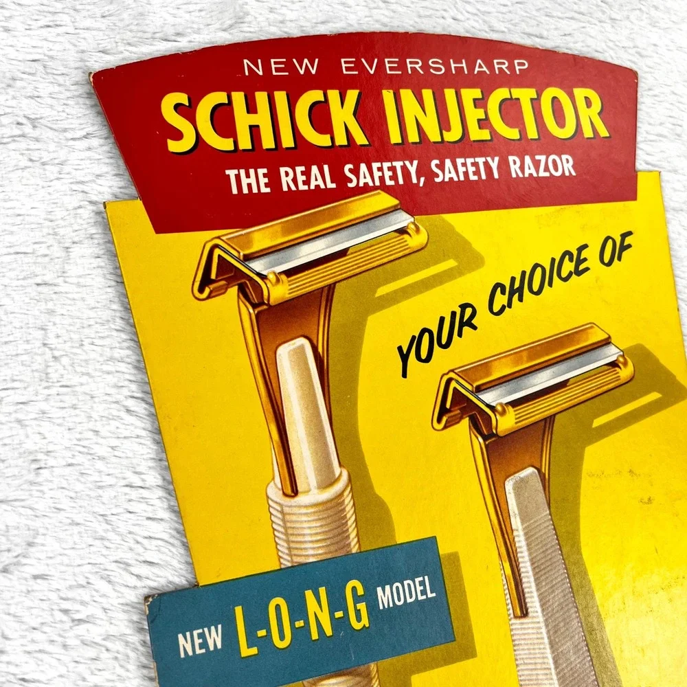 1950s Schick Injector Razor Display Sign 14" Cardboard Advertising‎ - Picture 6 of 11